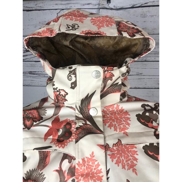 Liquid Boardwear ski jacket in cream & floral with removable hood size XS - Picture 4 of 16